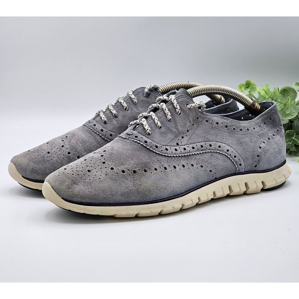 Cole Haan Zerogrand Shoes Women's Size 9.5‎ B Gray Suede Leather Wingtip W00913